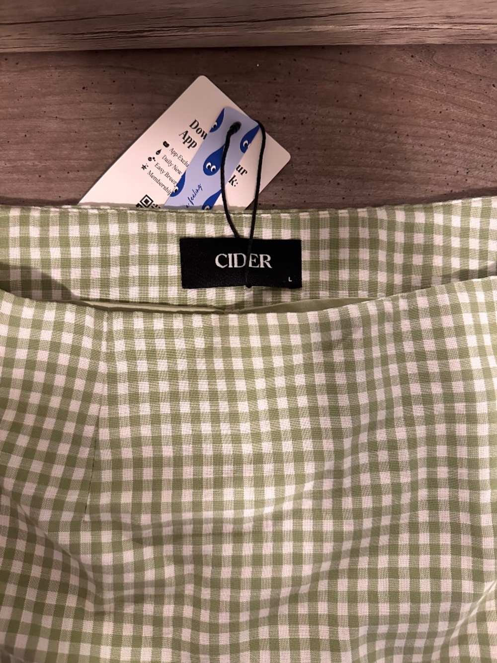 Cider Gingham Skirt in Sage Green- built in shorts